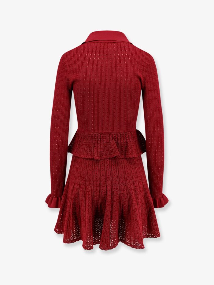 SELF PORTRAIT Perforated Knit Short Dress With Jewel Buttons