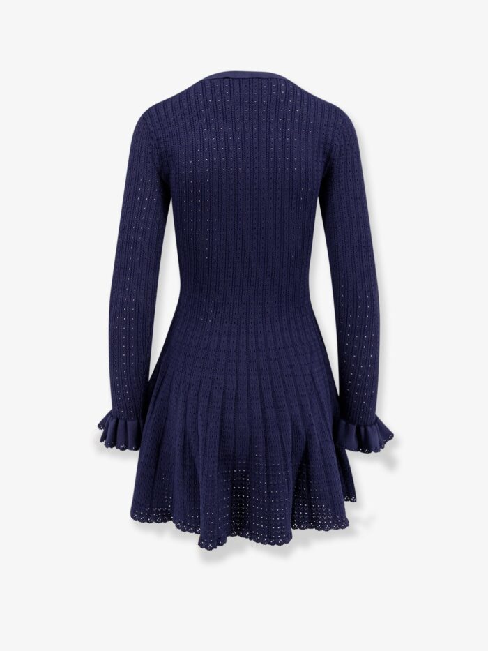 SELF PORTRAIT Perforated Knit Short Dress With Removable Lace Brooch