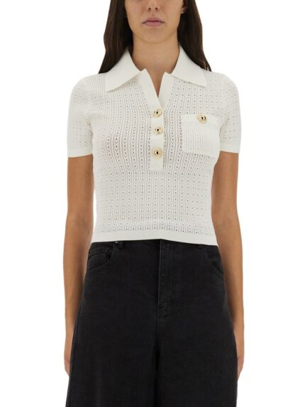 SELF-PORTRAIT PERFORATED KNIT TOP