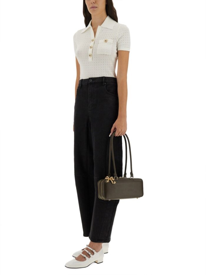 SELF-PORTRAIT PERFORATED KNIT TOP