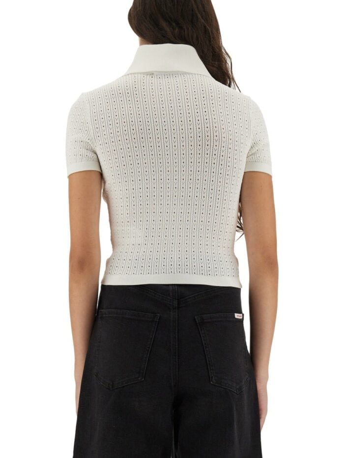 SELF-PORTRAIT PERFORATED KNIT TOP