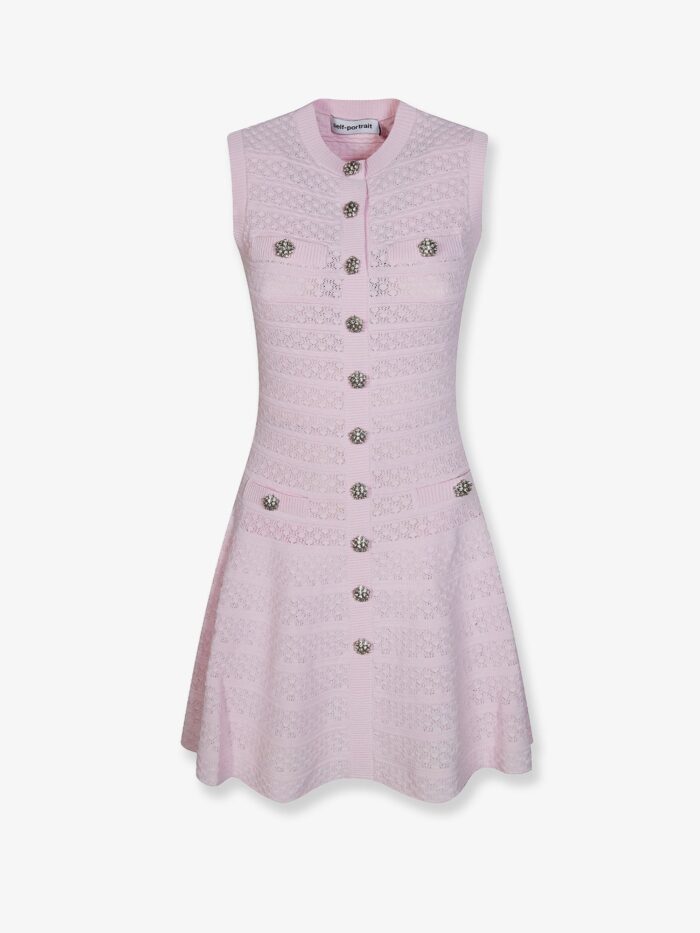 SELF PORTRAIT Pointelle Diamante Knit Dress