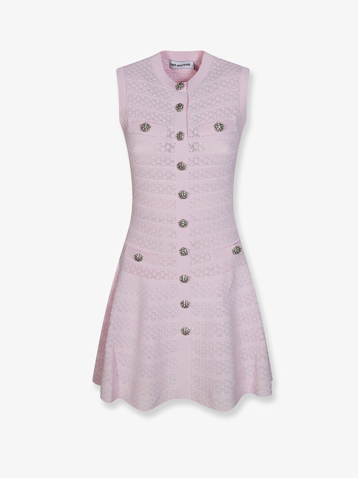 SELF PORTRAIT Pointelle Diamante Knit Dress