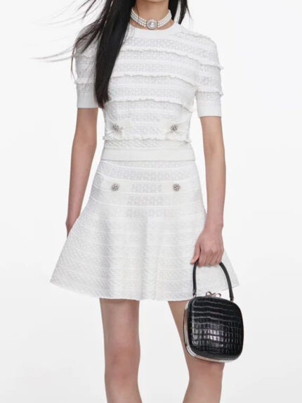 Self Portrait Pointelle knit top