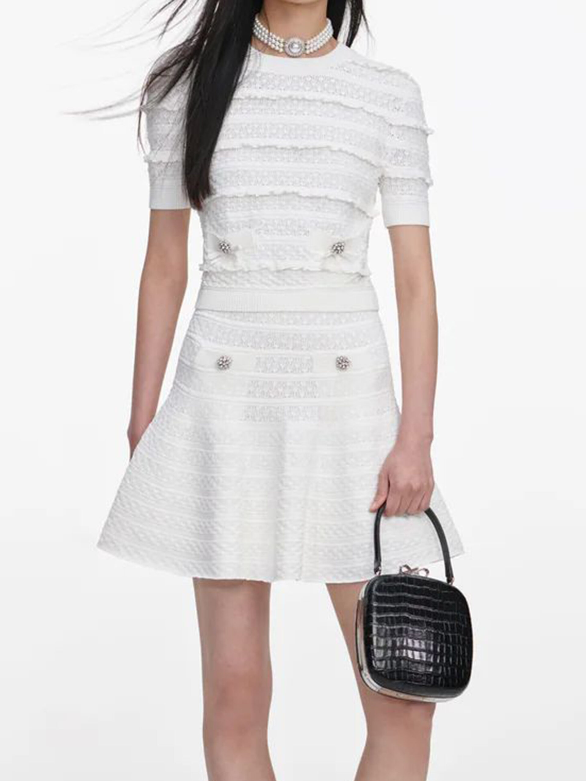 Self Portrait Pointelle knit top