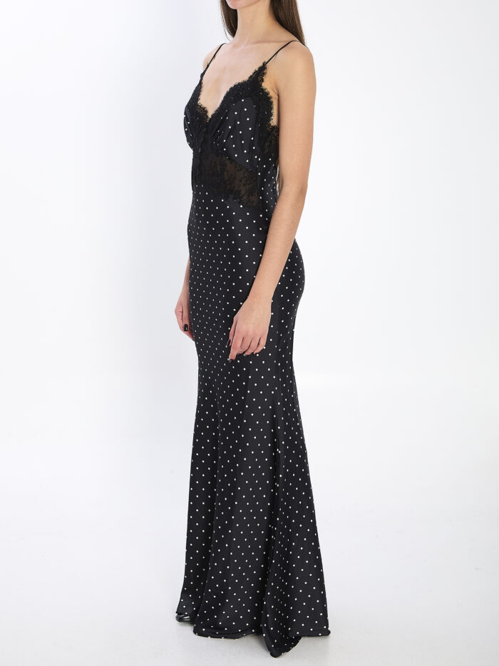 Self Portrait Polka dot satin lace maxi dress