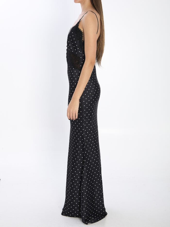 Self Portrait Polka dot satin lace maxi dress