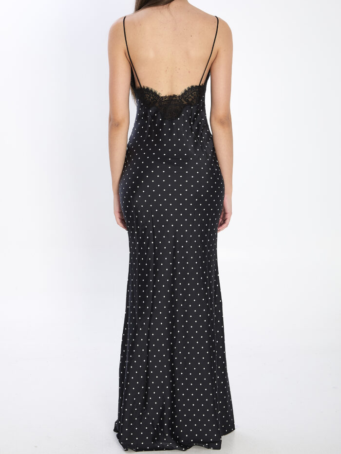Self Portrait Polka dot satin lace maxi dress