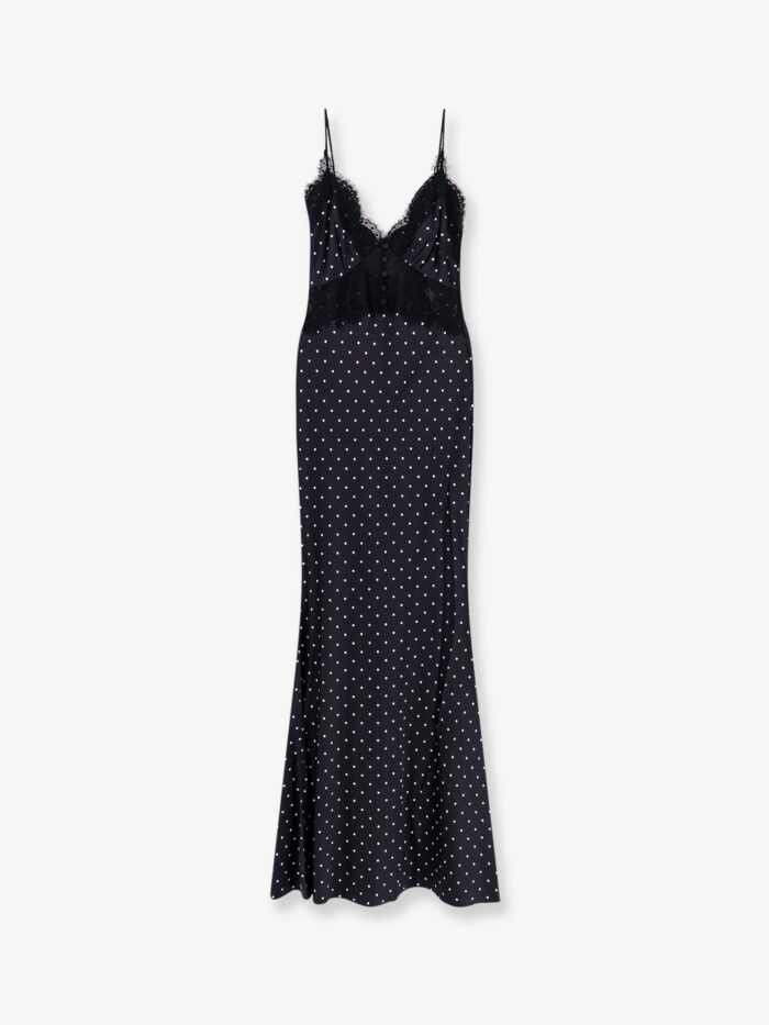 SELF PORTRAIT Polka-dots Satin Long Dress
