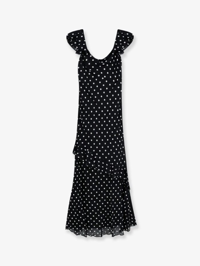 self portrait polka dots viscose dress SELF PORTRAIT Polka-dots Viscose Dress