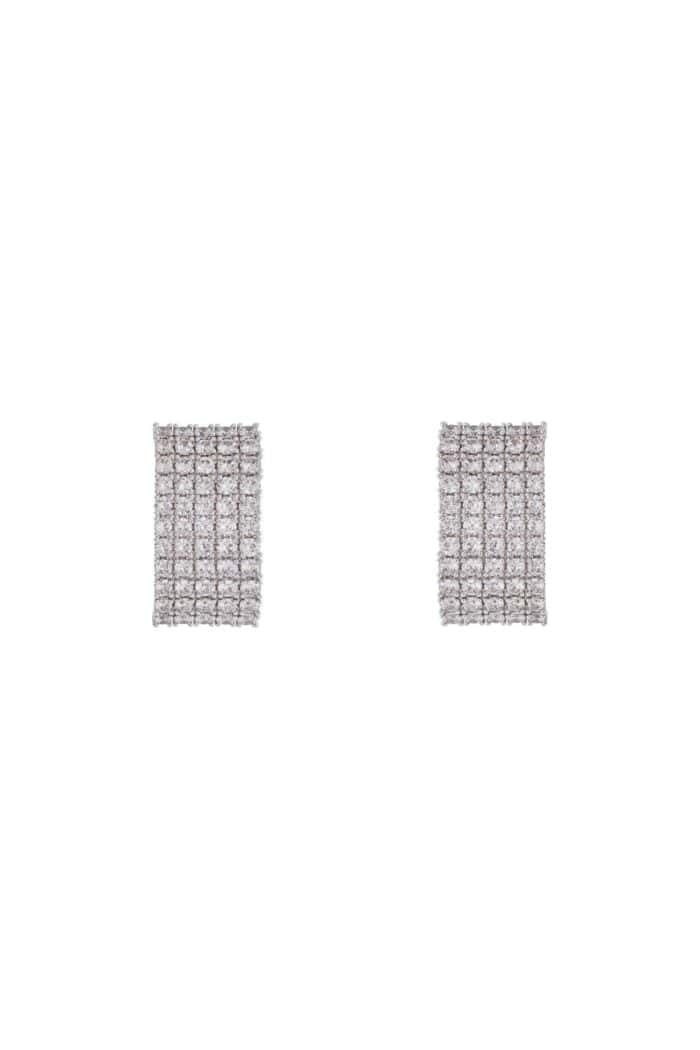 SELF PORTRAIT Rectangular Chain Earrings With Cubic Zirconia In Silver