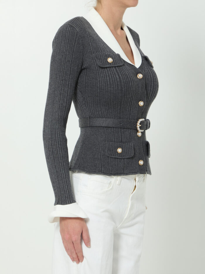 Self Portrait Ribbed knit cargidan