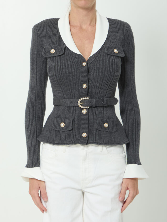 Self Portrait Ribbed knit cargidan