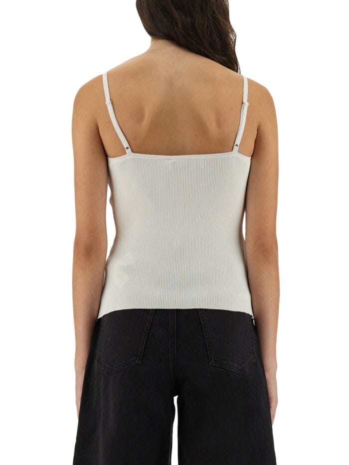 SELF-PORTRAIT RIBBED KNIT TOP WITH LACE
