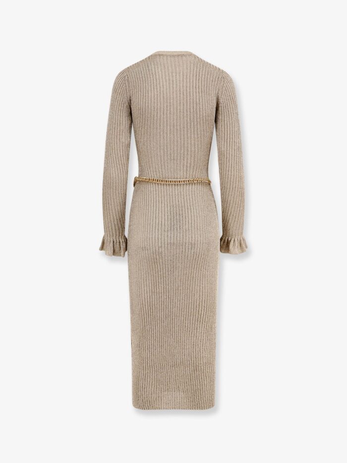 SELF PORTRAIT Ribbed Lurex Knit Midi Dress