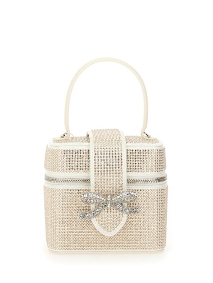 SELF-PORTRAIT SATIN BEAUTY CASE WITH RHINESTONES