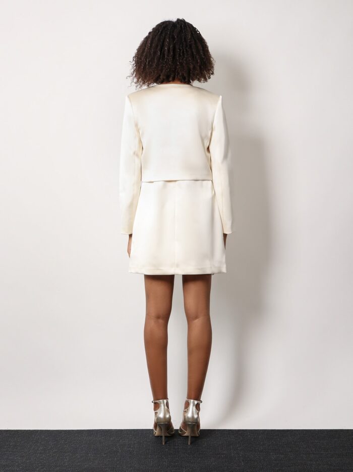 SELF PORTRAIT Satin Blazer With 3d Flower