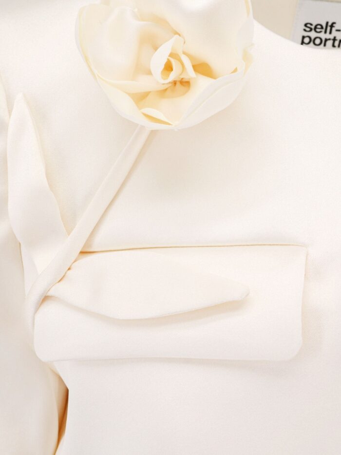 SELF PORTRAIT Satin Blazer With 3d Flower