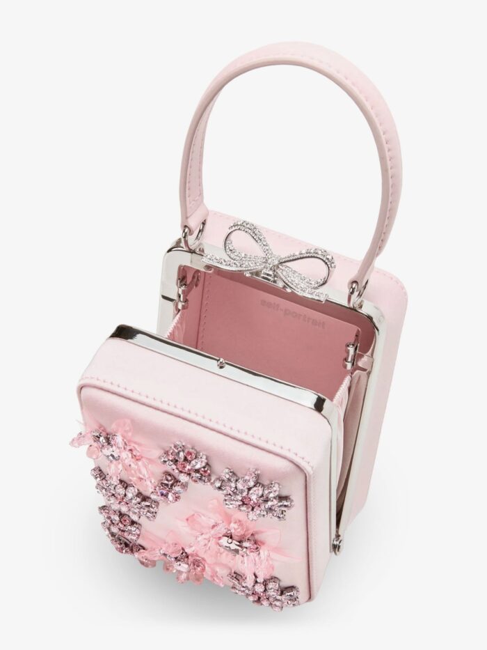 SELF PORTRAIT Satin Crossbody Bag With Crystal Details