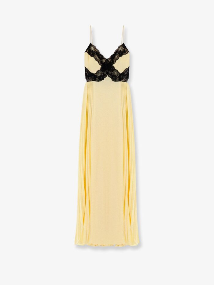 SELF PORTRAIT Satin Long Dress With Lace Inserts