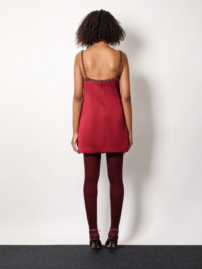 SELF PORTRAIT Satin Mini Dress With Jewel Details