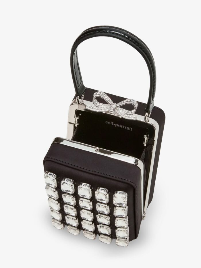 SELF PORTRAIT Satin Shoulder Bag With Crystals