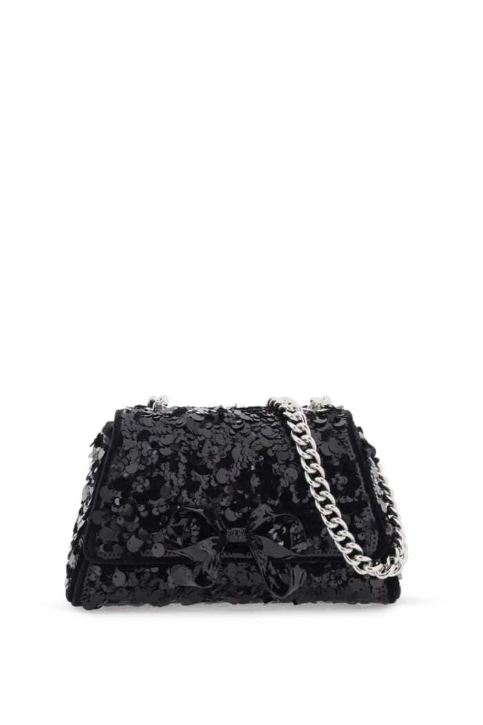 SELF PORTRAIT Sequined Bow Mini Shoulder Bag
