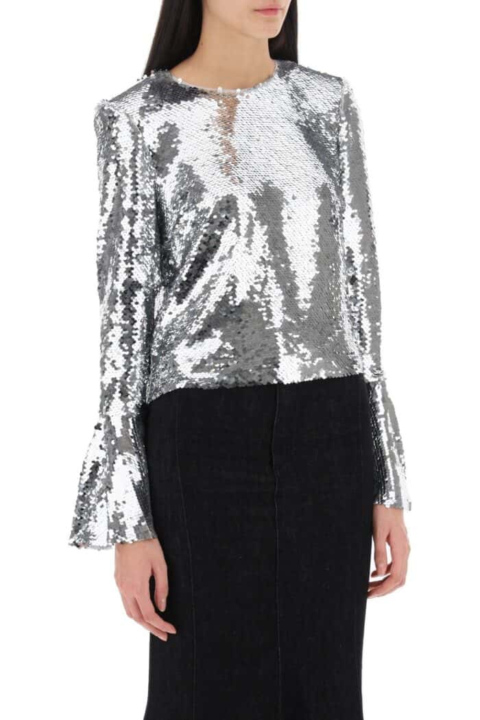 SELF PORTRAIT Sequined Cropped Top