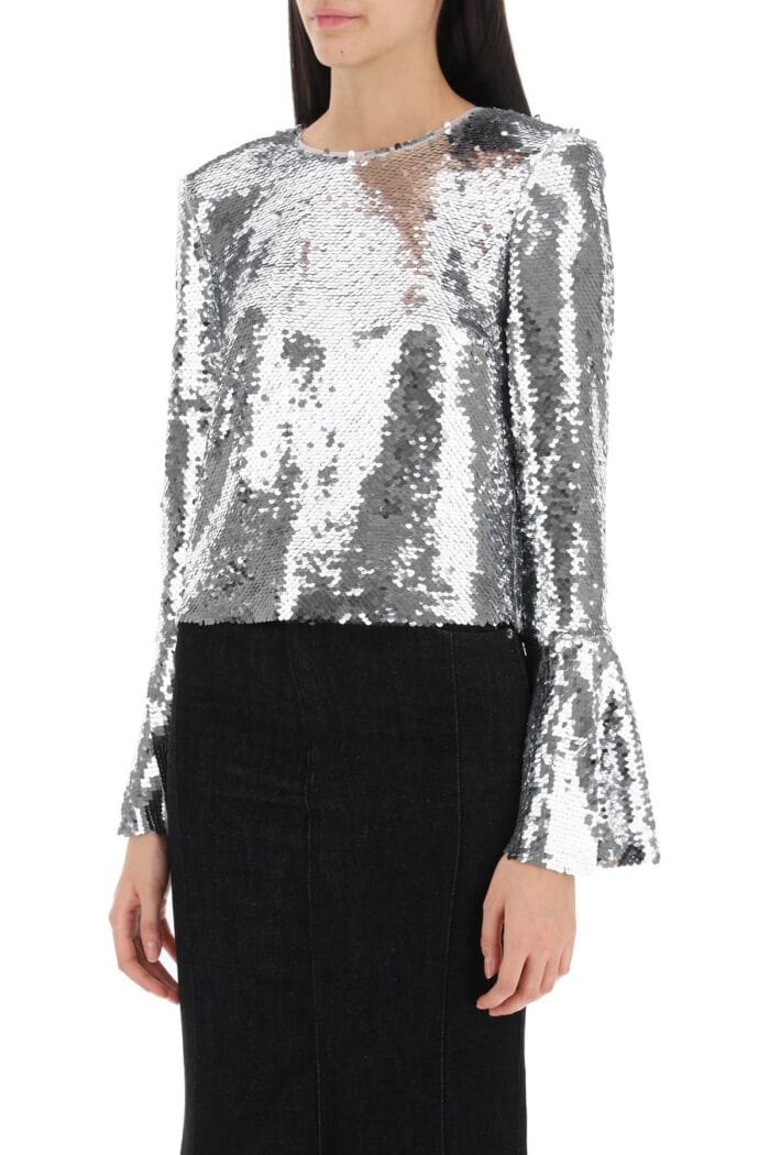 SELF PORTRAIT Sequined Cropped Top