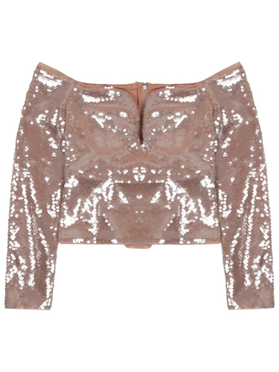 SELF-PORTRAIT SEQUINED SLEEVELESS TOP