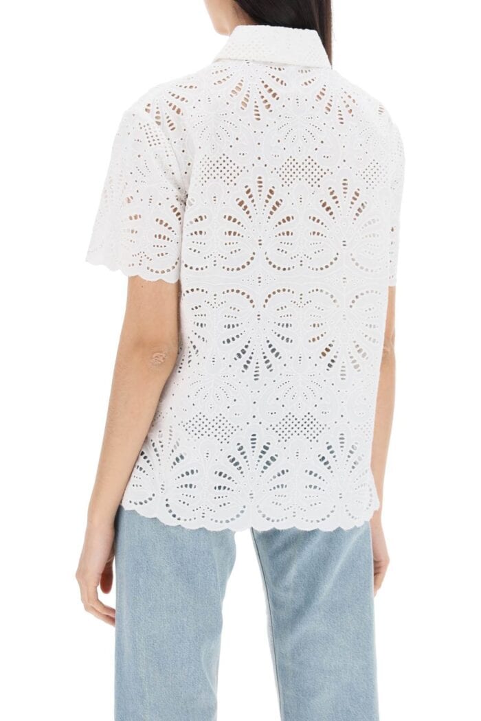 SELF PORTRAIT Short-sleeved Sangallo Lace Shirt