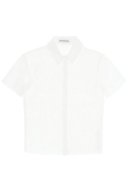 SELF PORTRAIT Short-sleeved Sangallo Lace Shirt