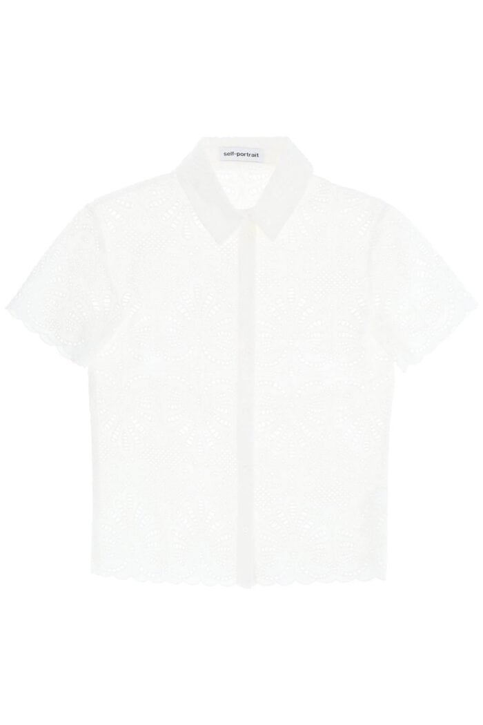 SELF PORTRAIT Short-sleeved Sangallo Lace Shirt