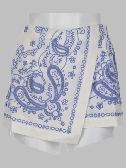 SELF-PORTRAIT SKORT IN LINO CON RICAMO