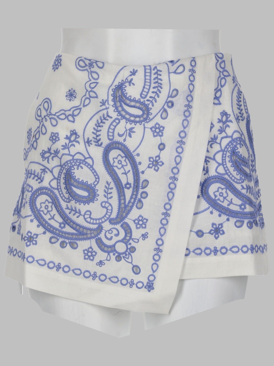 SELF-PORTRAIT SKORT IN LINO CON RICAMO