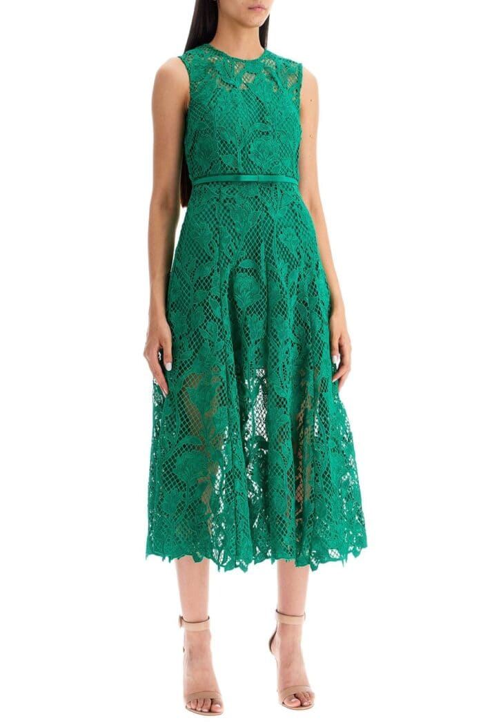 SELF PORTRAIT Sleeveless Midi Lace Dress