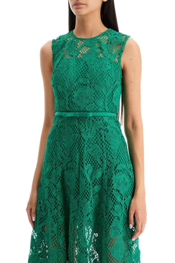 SELF PORTRAIT Sleeveless Midi Lace Dress