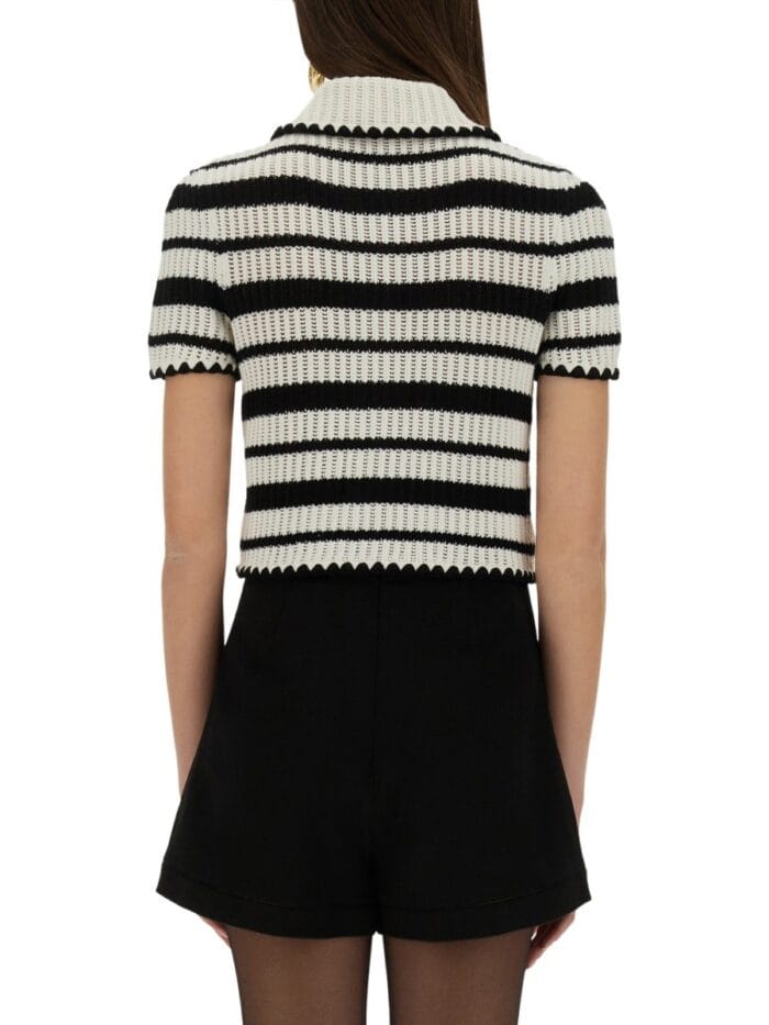 SELF-PORTRAIT STRIPED CROCHET TOP