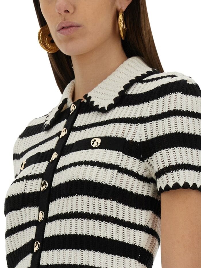 SELF-PORTRAIT STRIPED CROCHET TOP