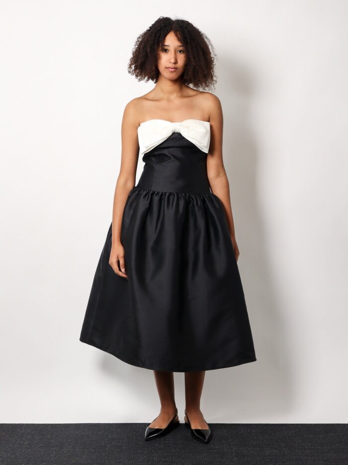 SELF PORTRAIT Taffeta' Décolleté Dress With Maxi Bow