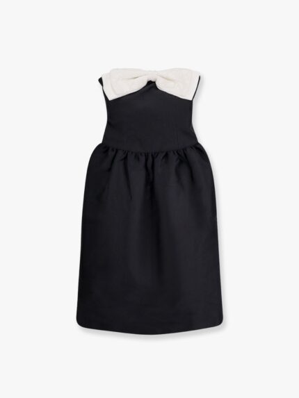SELF PORTRAIT Taffeta' Décolleté Dress With Maxi Bow