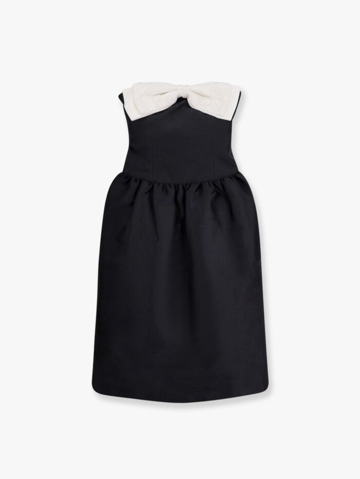 SELF PORTRAIT Taffeta' Décolleté Dress With Maxi Bow