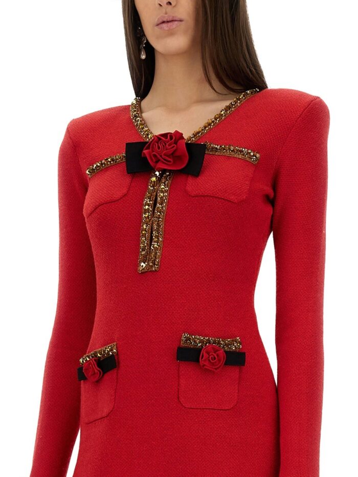 SELF-PORTRAIT TEXTURED KNIT MINI DRESS
