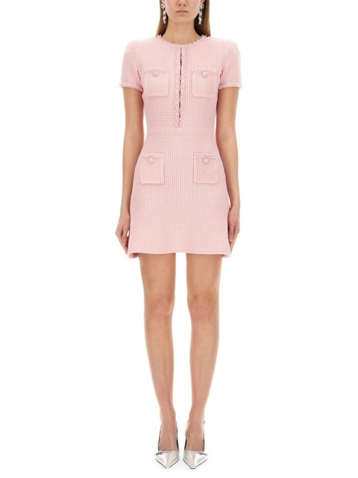 SELF-PORTRAIT TEXTURED KNIT MINI DRESS