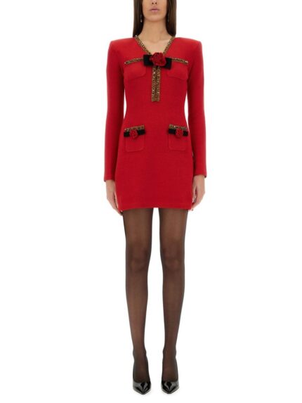 SELF-PORTRAIT TEXTURED KNIT MINI DRESS