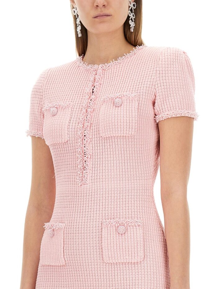 SELF-PORTRAIT TEXTURED KNIT MINI DRESS