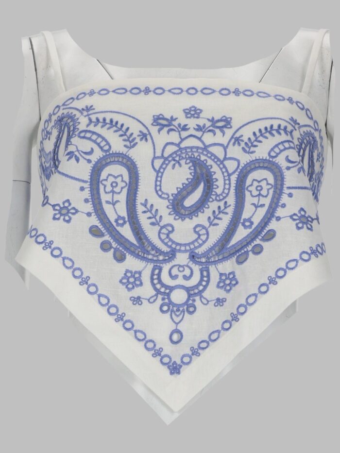 SELF-PORTRAIT TOP IN LINO CON RICAMO