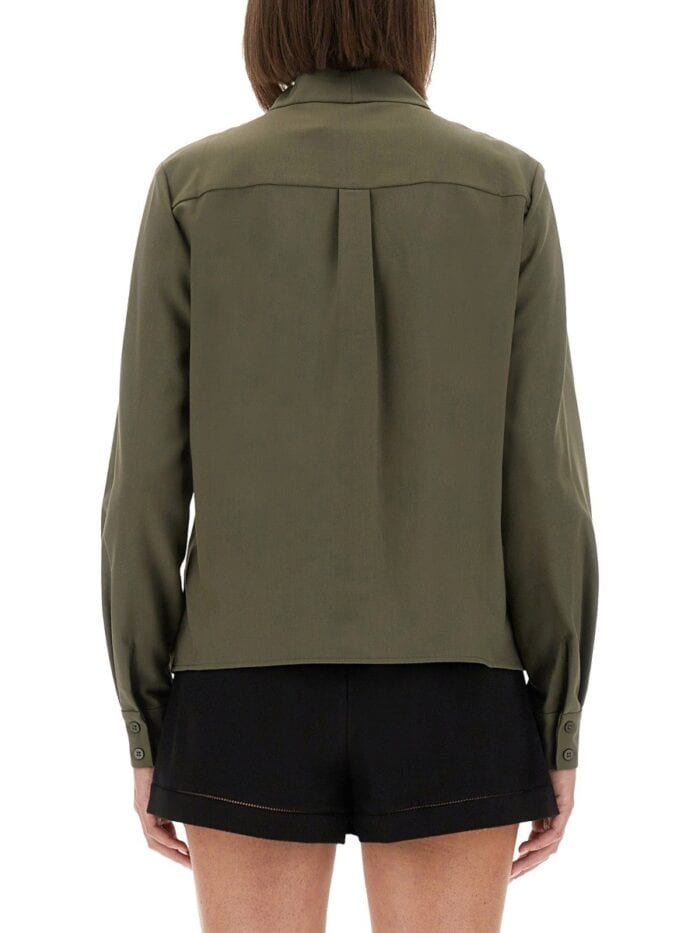 SELF-PORTRAIT TWILL SHIRT WITH BOW