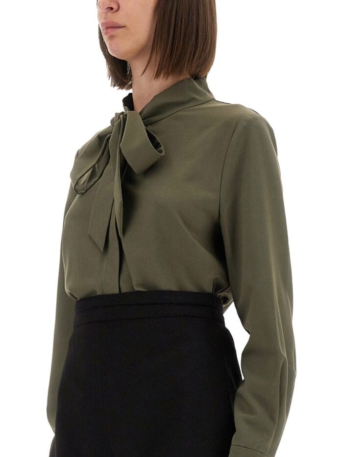 SELF-PORTRAIT TWILL SHIRT WITH BOW