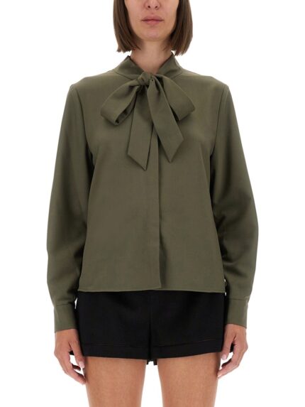 SELF-PORTRAIT TWILL SHIRT WITH BOW